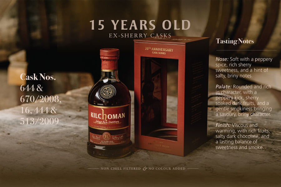 Kilchoman 15 Years Old Ex-Sherry Cask có hương vị sâu lắng, cân bằng và quyến rũ