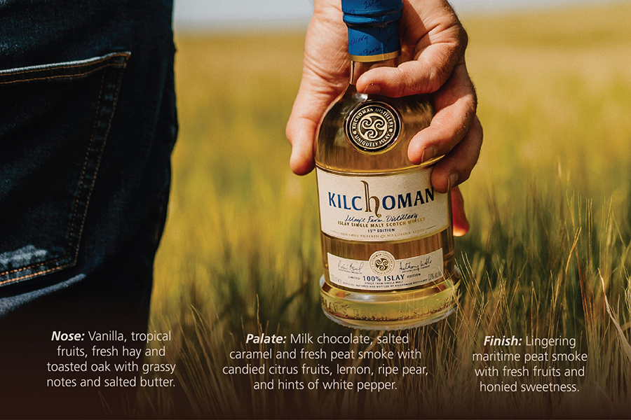 100% Islay là dòng whisky duy nhất trên đảo được sản xuất hoàn toàn từ lúa mạch trồng tại chính nông trại của Kilchoman