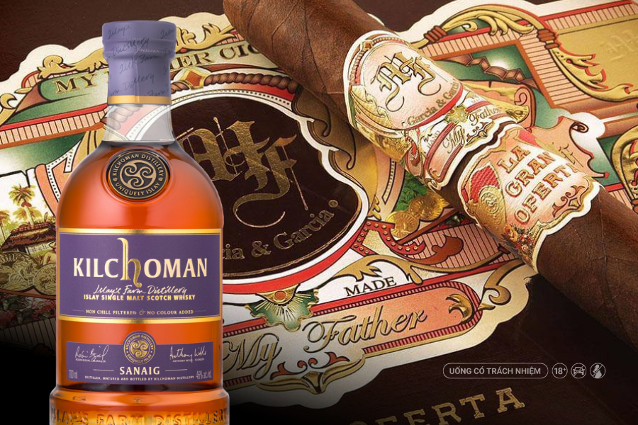 Kilchoman Sanaig - Whisky khói Islay phù hợp với xì gà đậm và nhiều gia vị