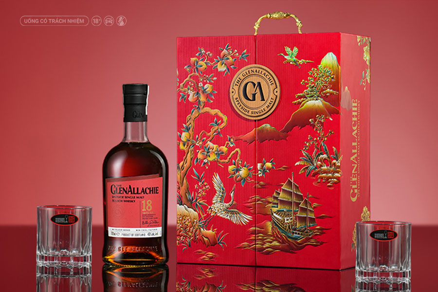 GlenAllachie - Single malt Speyside với phong cách whisky giàu hương vị, phù hợp để xây dựng những hộp quà Tết cao cấp.